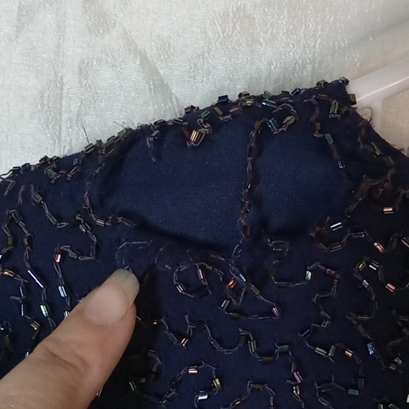 Lawrence Kazar beaded silk/polyester women's dress blue size large - Picture 10 of 11